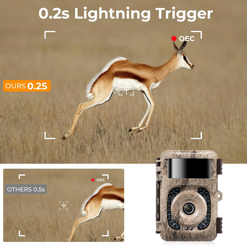4K 48MP WiFi Trail Camera No-Glow Night Vision 0.2S Trigger 120° Cam5