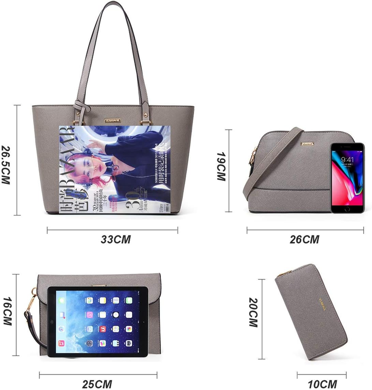 Women Fashion Synthetic Leather Handbag Set 4PCS Tote Shoulder Satchel Purse3