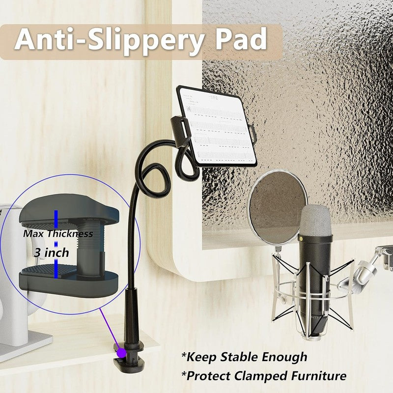 Flexible Gooseneck Tablet Stand Holder for iPad, Phone, Kindle, Switch   Black4