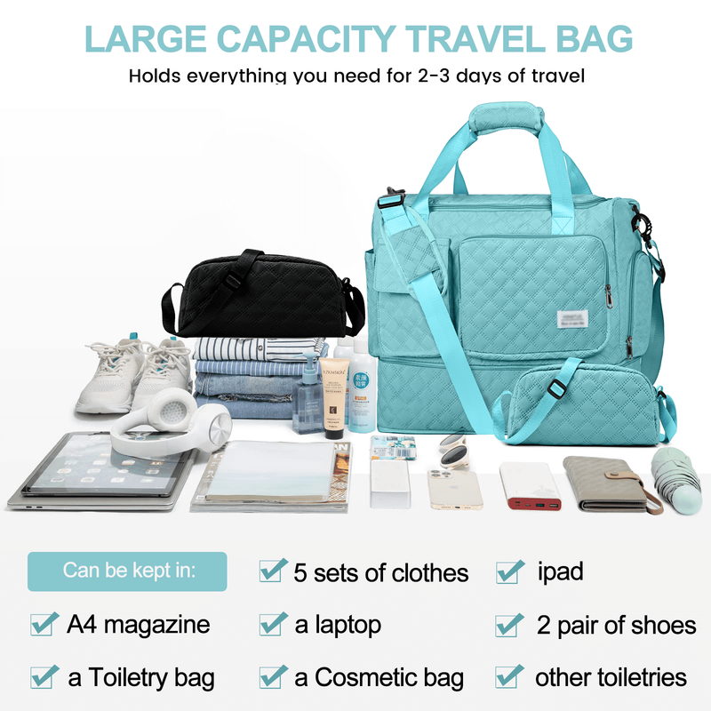 Travel Duffle Bag Weekender Bags for Women with Shoe Compartment Carry on Overni6