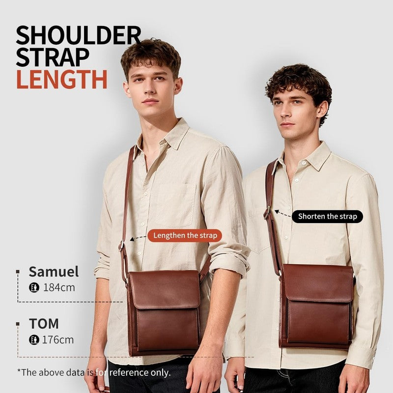 Leather Messenger Crossbody Bag Men Work Business Casual Adjustable Strap6
