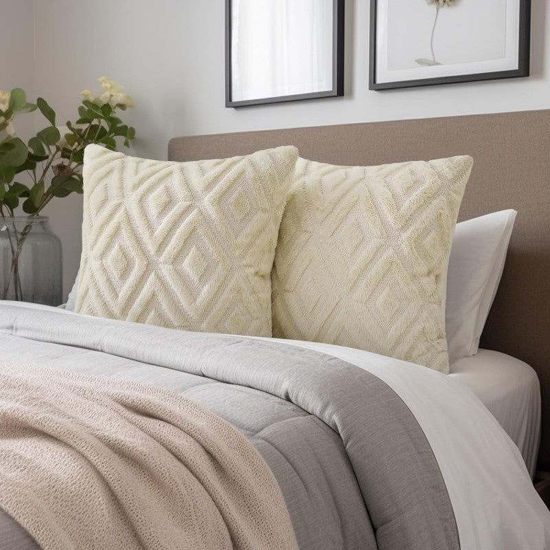 Set of 2 Decorative Throw Pillow Covers 18x18 Soft Beige for Couch6