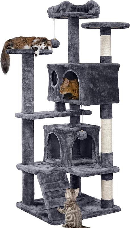 54In Cat Tree, Multi Level Cat Tower with Spacious Kitten Ear Perch, 2 Cozy Cave9