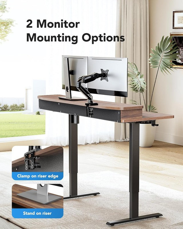 48x24 Electric Standing Desk w/ 2 Drawers 4 Presets Hooks Walnut3