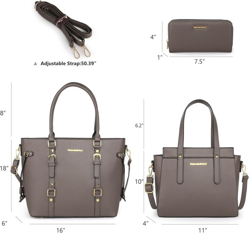 3PCS Purses for Women Tote Bag and Wallet Set Shoulder Satchel Handbags4