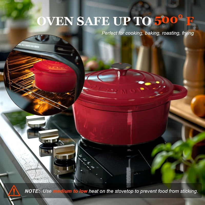 5.5QT Cast Iron Dutch Oven w/ Lid Sourdough Baking Braise Stew1