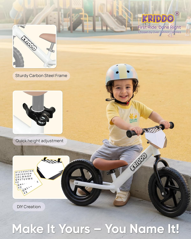 Toddler Balance Bike 12 Inch 2-5 Years Push Bike Custom Plate White Kids3