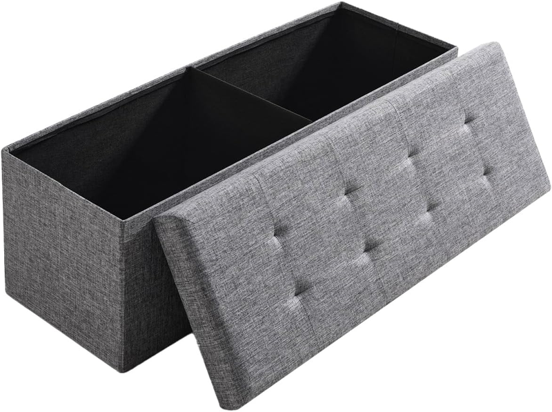 43'' Folding Storage Ottoman Bench Foot Rest Chest Bedroom Large Gray0