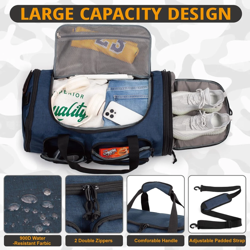 58L 3 in 1 Expandable Gym Duffle Bag Travel Backpack w/Shoe Compartment6