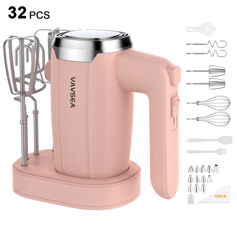 Electric Hand Mixer with 32 Attachments, Includes 2 Whisk, 2 Dough Hooks, 2 Beat10
