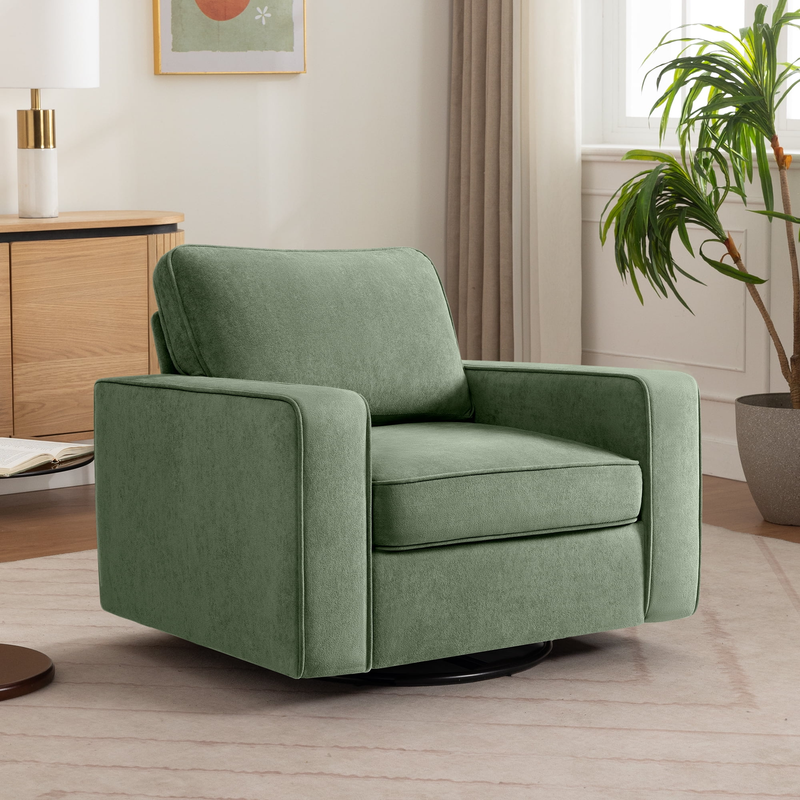 360° Swivel Accent Chair Comfy Upholstered Armchair Green6