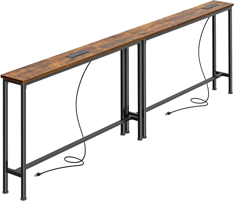 78.8 Inch Narrow Console Table with Outlet, Sofa Table Set of 2, behind Couch Ta10