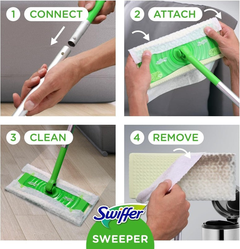 2 in 1 Sweeper Kit for Dry & Wet Floor Cleaning with Cloths Included6