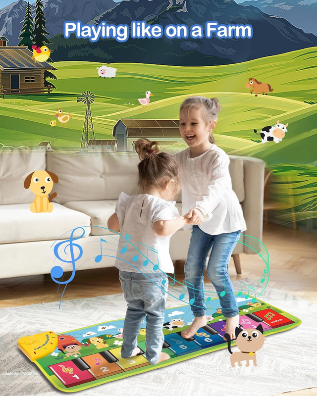 Floor Piano Mat for Toddlers Musical Keyboard Toy Animal Sounds 1 5 Years3
