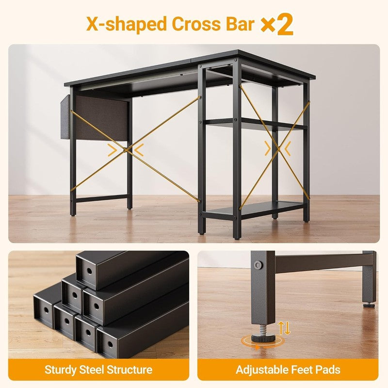 40" L Shaped Computer Desk Home Office Corner Table w/ Reversible Storage Black5
