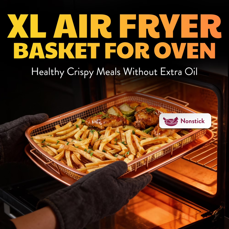 XXL Air Fryer Basket for Oven 2Pc Tray Pan 16.5x12.5 Dishwasher Safe Bake7