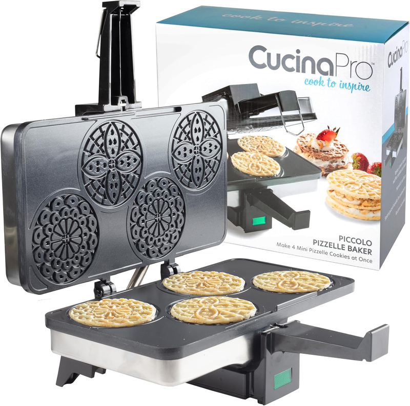 Piccolo Pizzelle Baker  Nonstick Electric Press Makes 4 Mini Holiday Cookies at 8