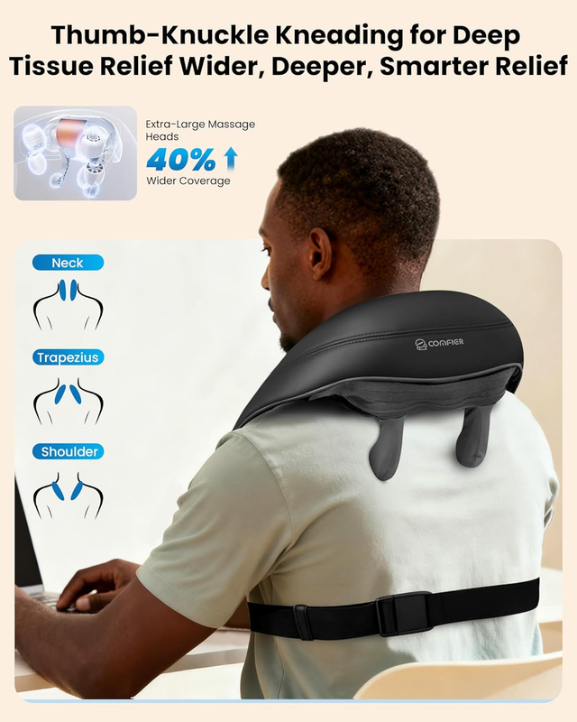 Cordless Neck Massager w/ Heat 4D Shiatsu Deep Tissue FSA HSA Eligible4