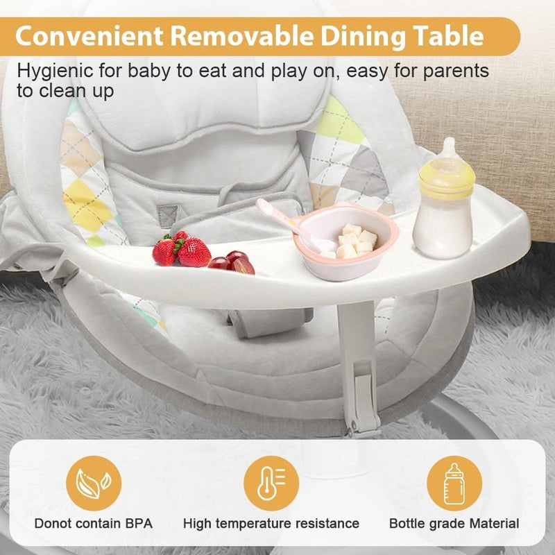 Baby Swing for Infants Rocker w/ Dinner Plate 5 Speeds Battery Indoor Grey8