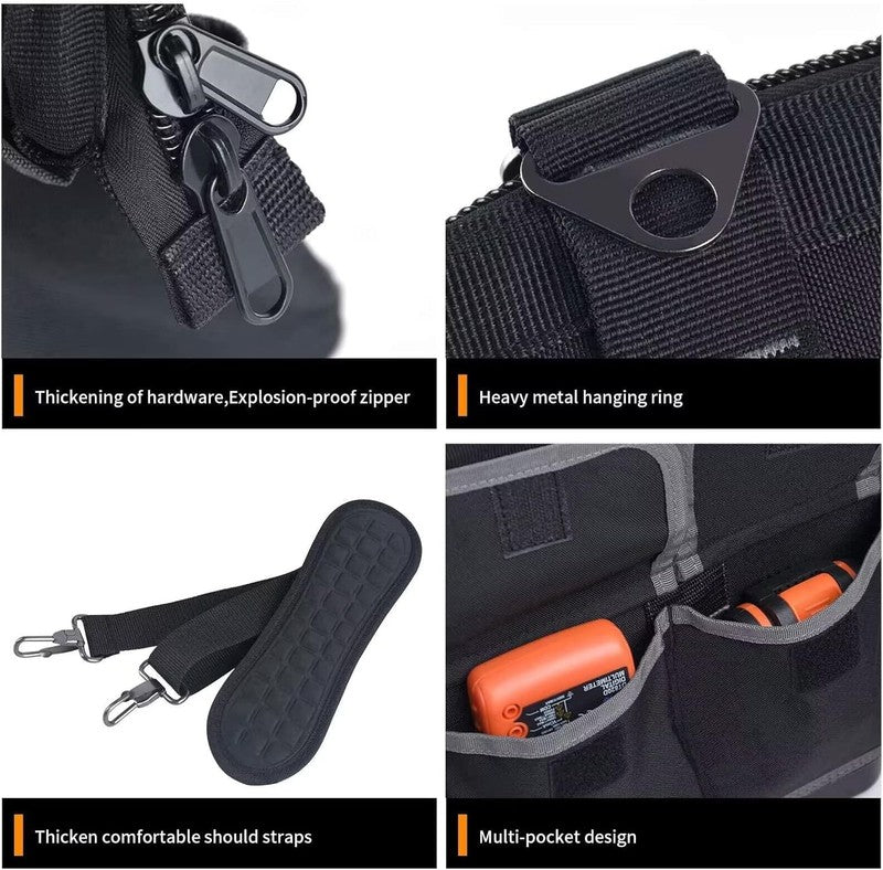 20" Wide Mouth Tool Bag Waterproof Molded Base Organizer with Adjustable Strap3
