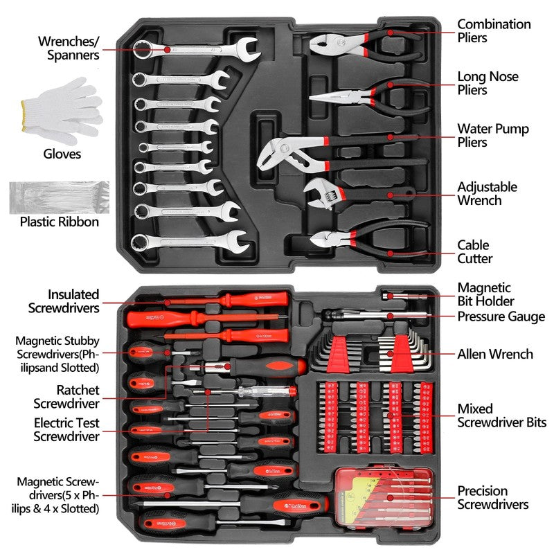 799Pcs Mechanic Tool Set with Trolley Case, Complete Household Tool Kit for Home5
