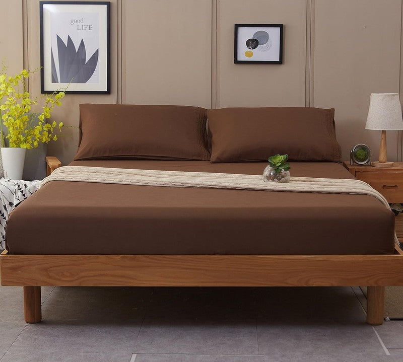 Super Soft 1800 Thread Count Microfiber Queen Sheets   4 Piece, Brown7