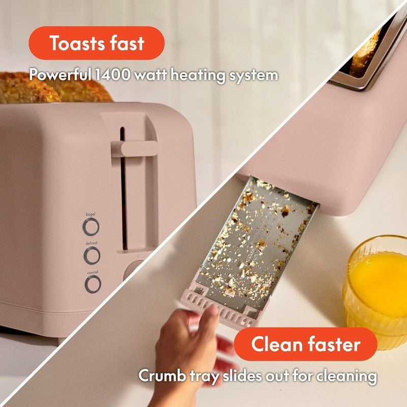 4 Slice Slim Toaster Long Slot 900W 6 Shade Sourdough Anti Jam Blossom3