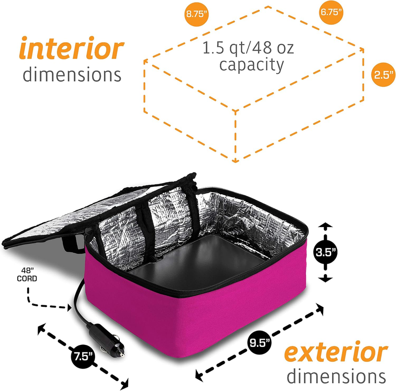 Mini Heated Lunch Box 12V Portable Electric Food Warmer Pink2