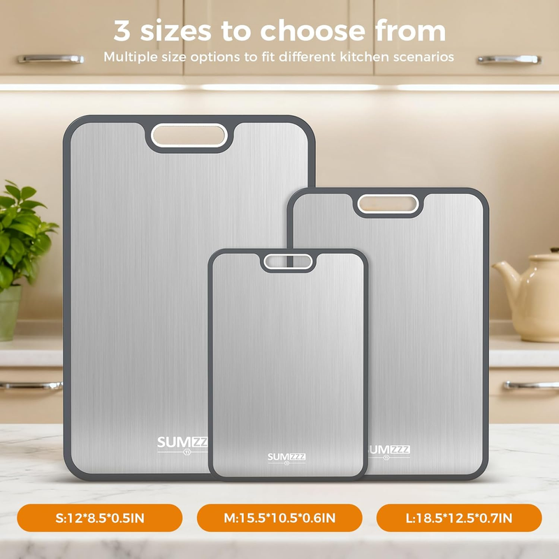 Titanium Cutting Board Set 3 Size Double Sided Food Grade Kitchen4