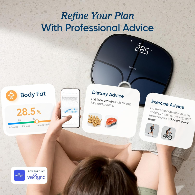 Smart Body Weight Scale BMI Body Fat Muscle Mass Bluetooth 13 Metrics Black2
