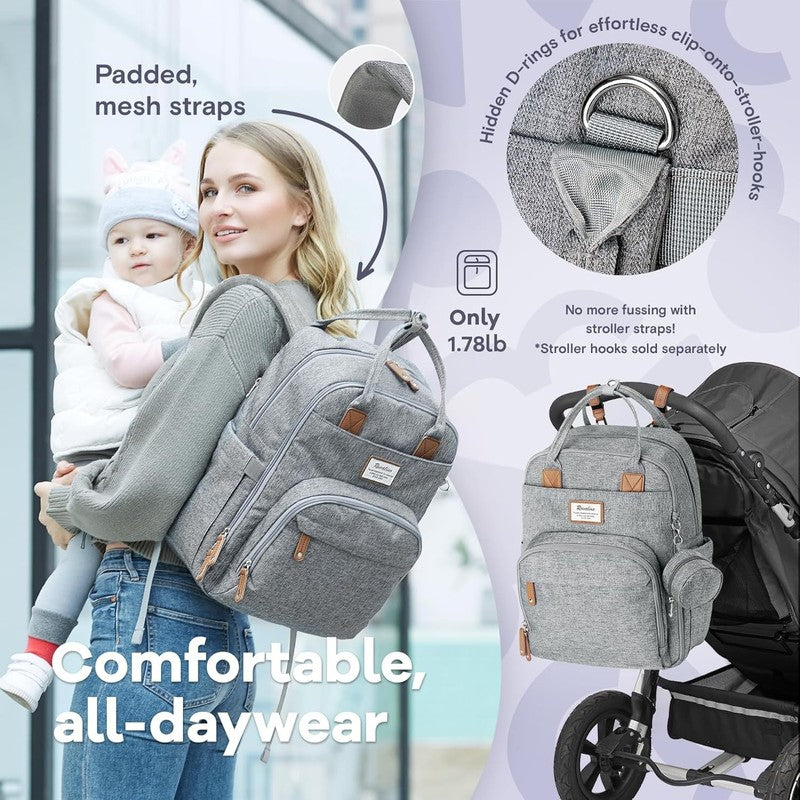 Diaper Bag Backpack Multifunction Travel Baby Diaper Bag with Changing Pad, Insu6