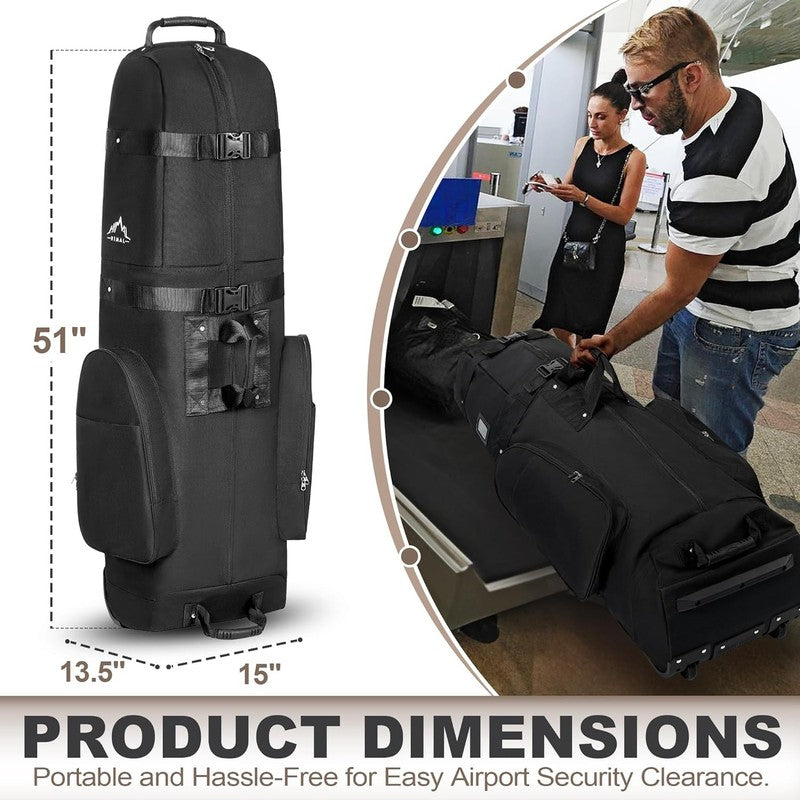 Golf Travel Bag Heavy Duty 600D Polyester Soft Sided w Wheels Universal Size1
