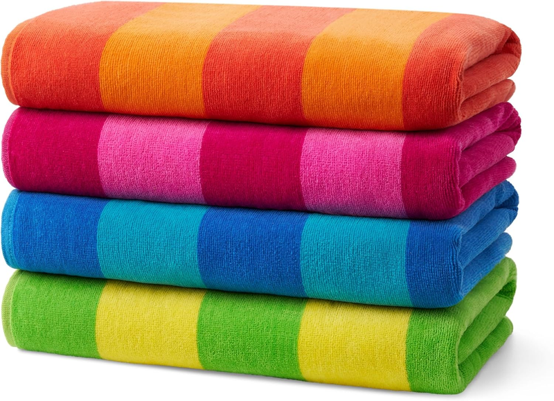 Kaufman - Soft Oversized Beach Towels in Bulk | 29" X 58" Velour Striped Towel |8