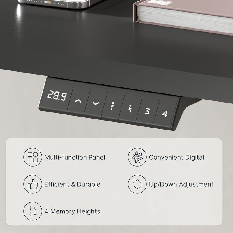 Electric Height Adjustable Standing Desk 48"x24" - Black Frame & Top3