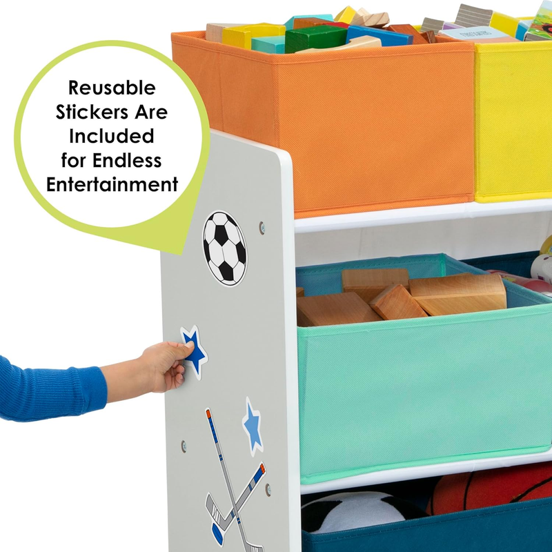 Deluxe Multi Bin Toy Organizer w/ Storage Bins Greenguard Gold White Navy/Green3