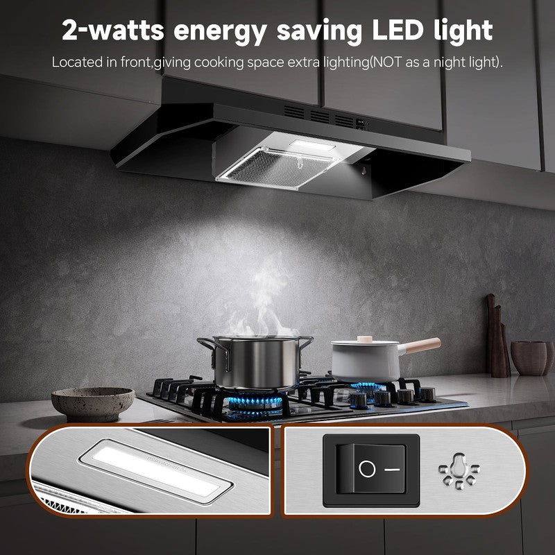 36" Under Cabinet Range Hood Stainless Steel 2-Speed LED Kitchen Vent 120V8