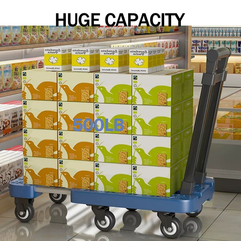 BAOKALER Folding Hand Truck Heavy Duty Dolly Cart 6 Wheels Foldable Blue8