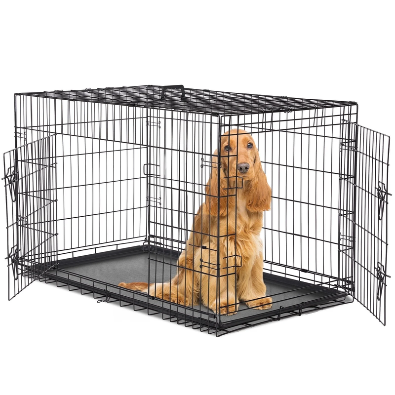 48 Inch Double Door Folding Dog Crate, Portable Small Cage with Divider, Leak Pr10
