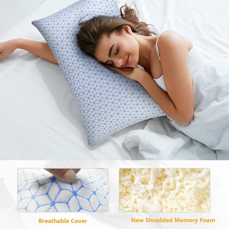 Shredded Memory Foam Pillows Queen, Cooling Firm Adjustable, Set of 21