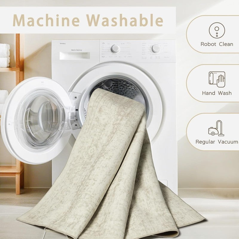 Washable Rugs 8X10 Area Rugs for Living Room,Ultra Soft Faux Wool Retro Rugs for4