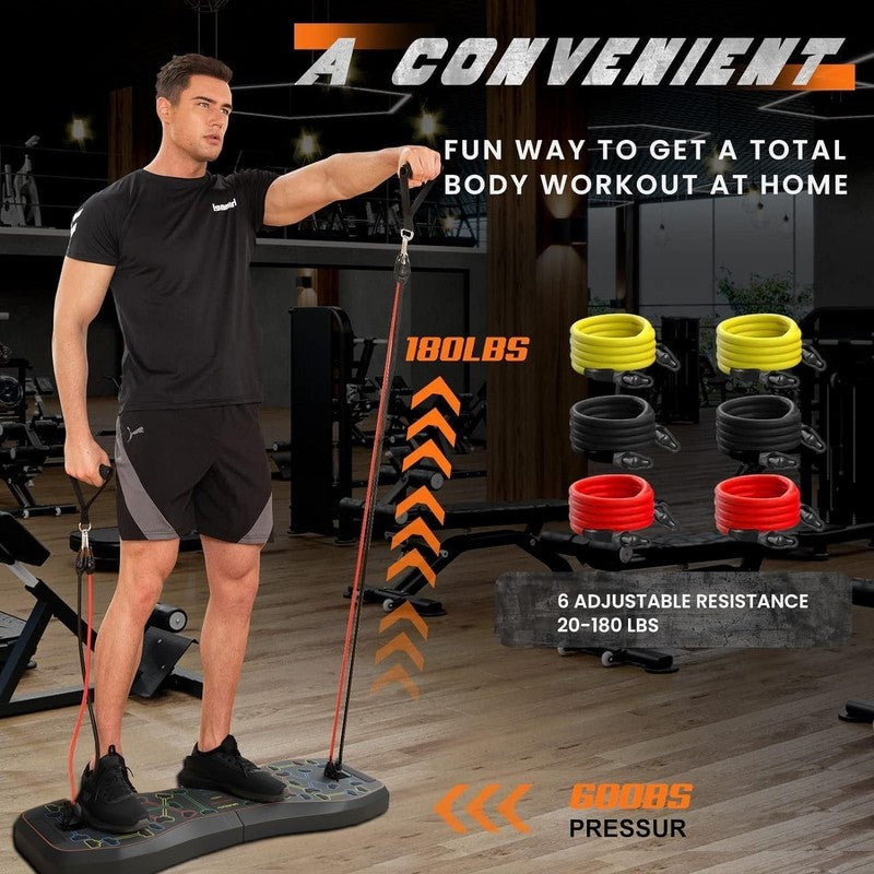 36-in-1 Push Up Board w/ Ab Roller & Resistance Bands Foldable Home Gym6