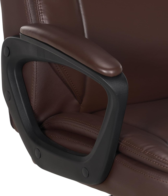Brown PU Padded Mid-Back Office Chair Adjustable Height Armrests Wheels5