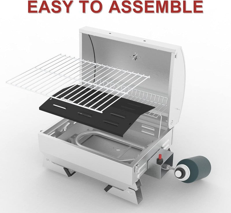 GT1001 Portable Stainless Steel Gas Grill 10,000 BTU Tabletop BBQ Silver7