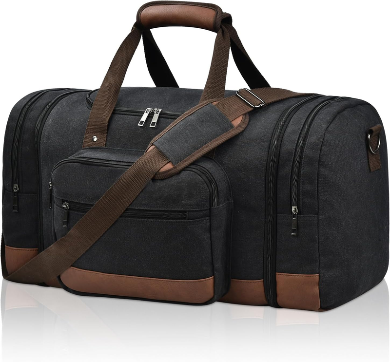 50L Canvas Duffle Bag Travel Gym Overnight Carry On Luggage Black8