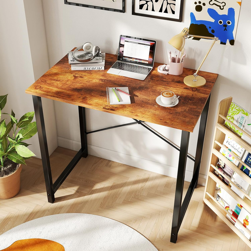 31in Computer Desk Home Office Study Writing Desk Rustic Brown1