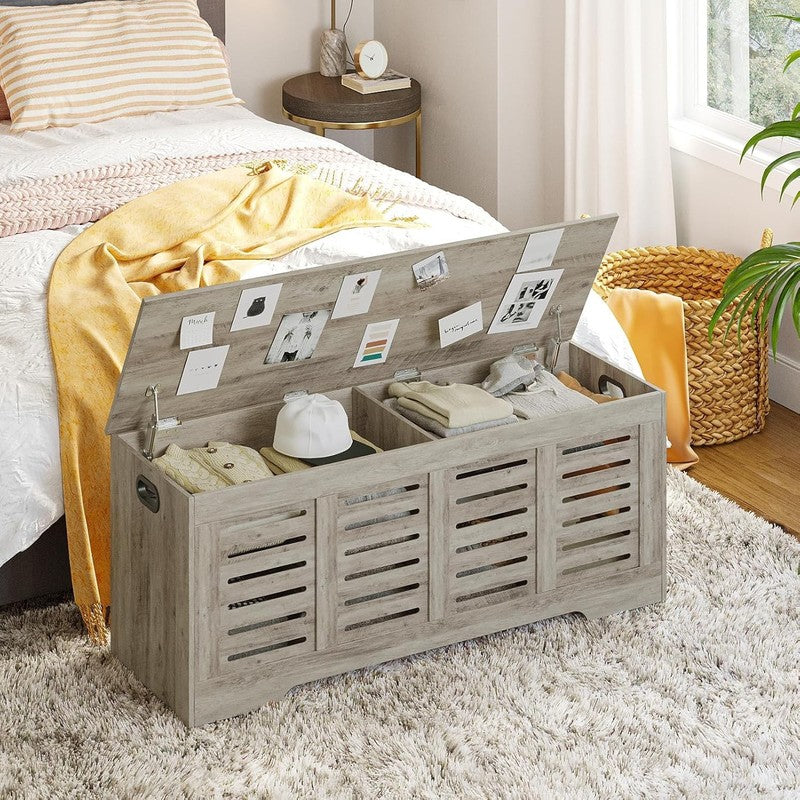 47.3'' Wooden Toy Box Storage Chest Flip Top Entryway Shoe Bench Gray Wash7