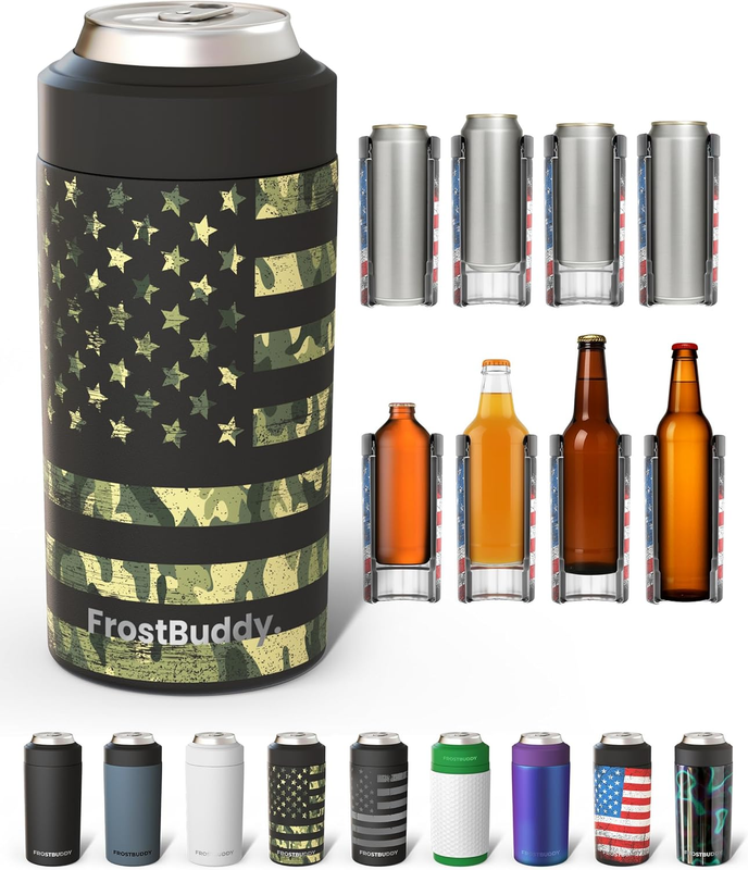 Universal Can Cooler Stainless Steel Fits 12oz 16oz Slim Cans Camo10