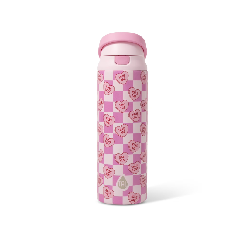 24oz Stainless Steel 2-in-1 Water Bottle Straw and Chug Lid Candy Hearts7