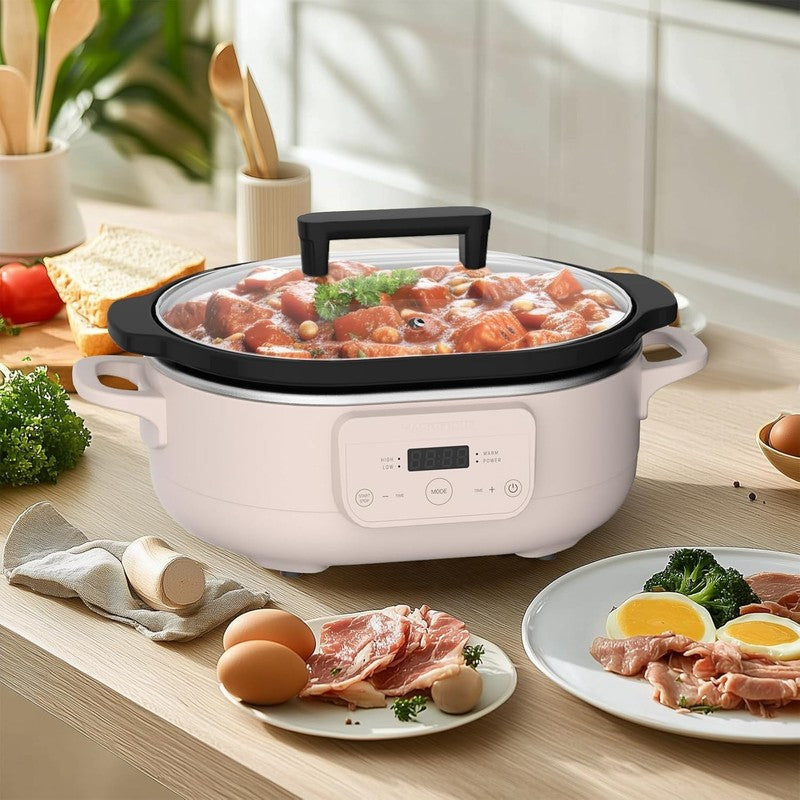 6QT Programmable Slow Cooker w/ Nonstick Pot Keep Warm Pink2