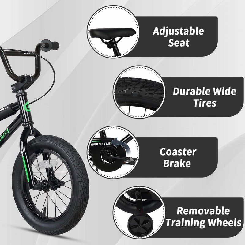 14in Kids BMX Bike w/ Training Wheels Coaster Brake Ages 3 5 Black2